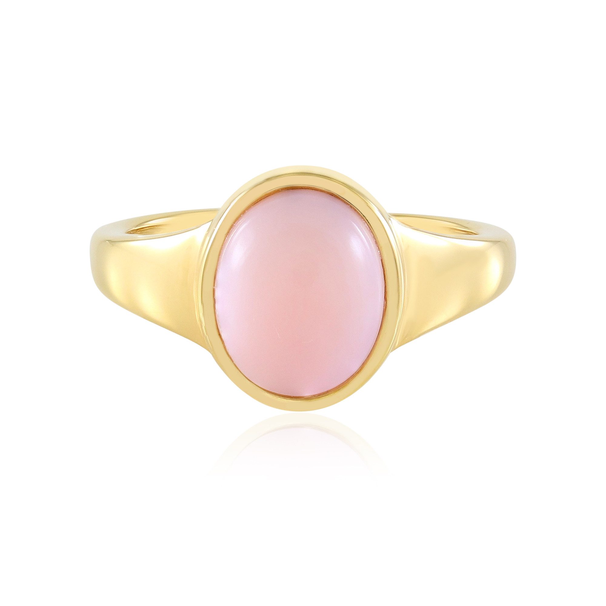 Cavill Solitärring Peruanischer Rosa Opal Goldplattierter Silberring (1-tlg)