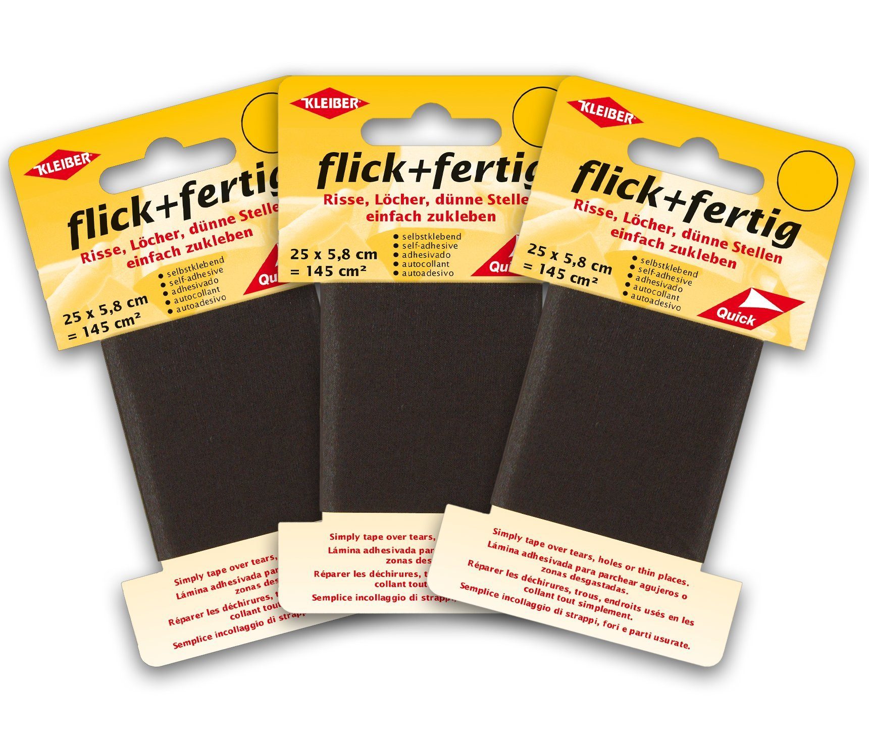 KLEIBER Aufkleber flick und fertig selbstklebendes Reparaturband aus Nylon 3er Set, (Packung), selbstklebend