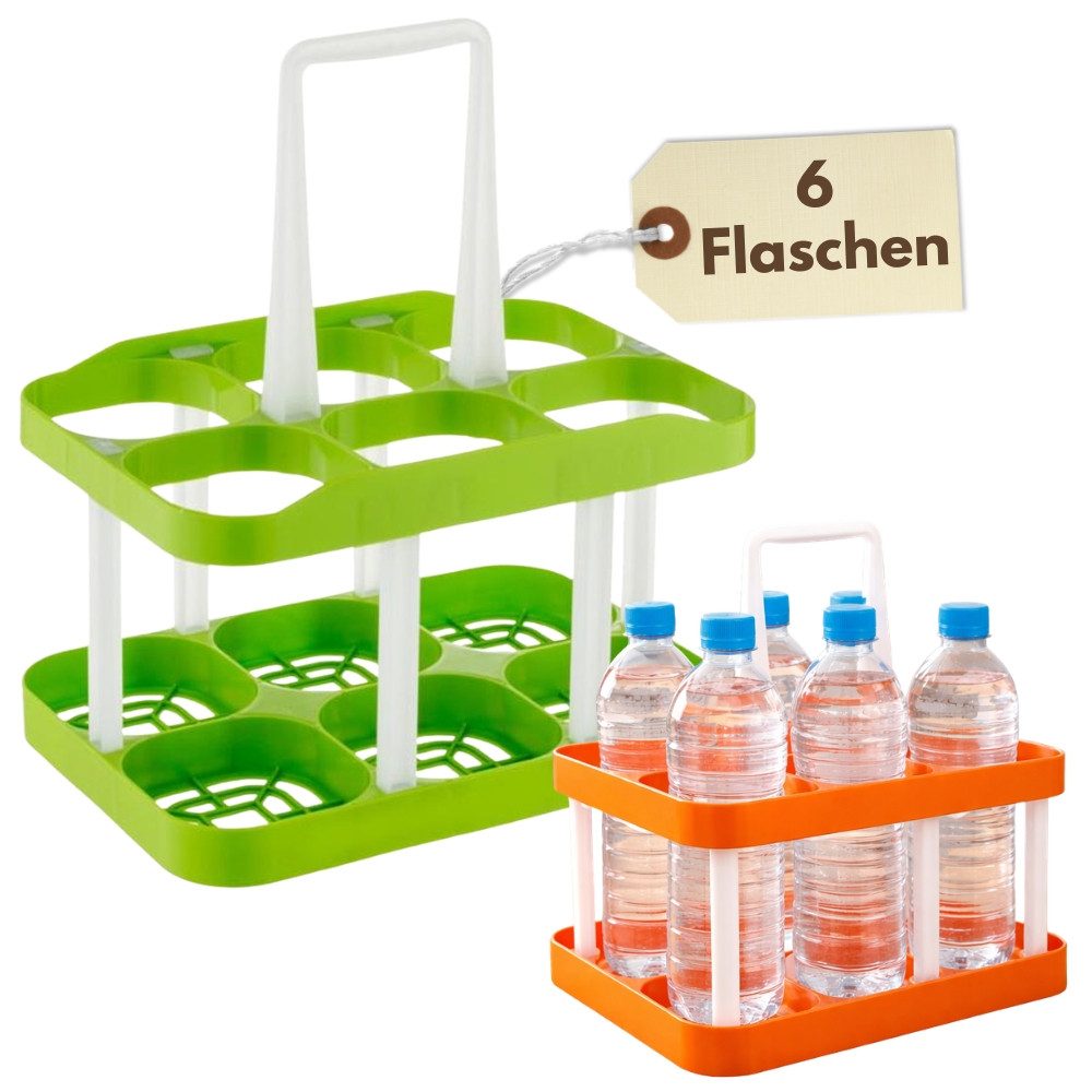 GarPet Flaschenträger Flaschenträger 6 Flaschen Flaschentasche Kunststoff Flaschenkorb Griff