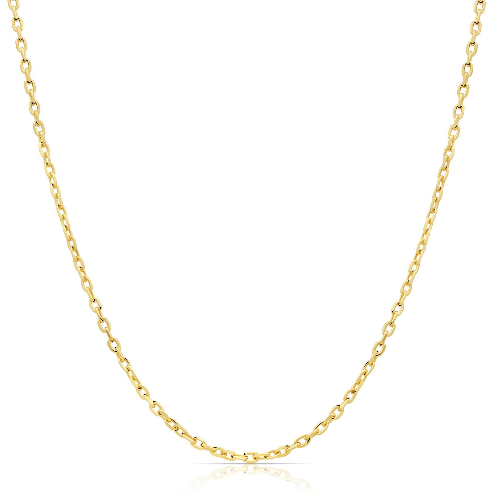 Tony Fein Goldkette Ankerkette Gold 1mm 585er Massiv, Made in Italy für Damen und Herren