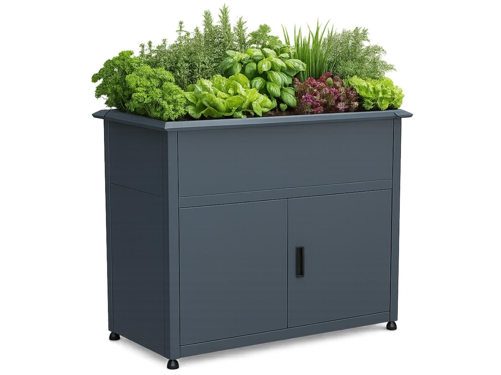 Green Spirit Hochbeet Hochbeet mit Unterschrank und Drainagesystem, 107x57x85cm (Set, inkl. Drainagesystem), mit integrierter Schneckenkante, vorinstalliertem Drainagesystem