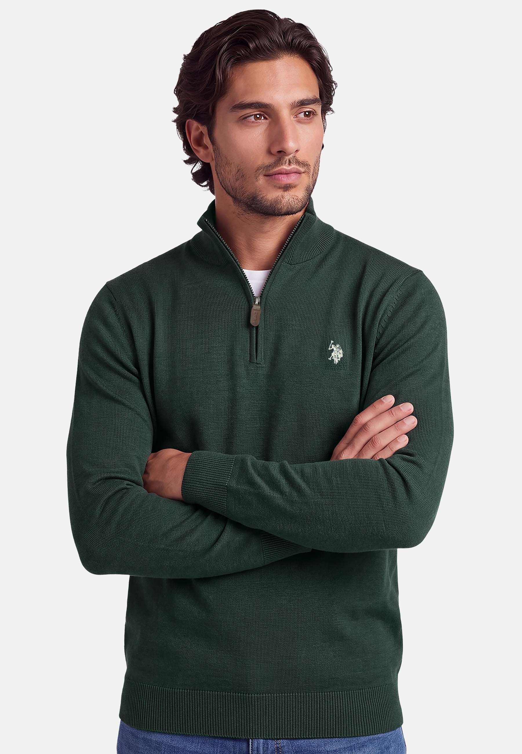U.S. Polo Assn. Stehkragenpullover USKnooxx – Herren Half-Zip Strickpullover Baumwoll-Viskose-Mix, weiche Qualität und sportiver Look – Bild 2 von 5