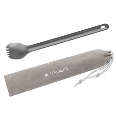 Navaris Campinglöffel Titan Camping Göffel - Outdoor Spork - Löffel Gabel Kombi inkl. Tasche (1 Stück)