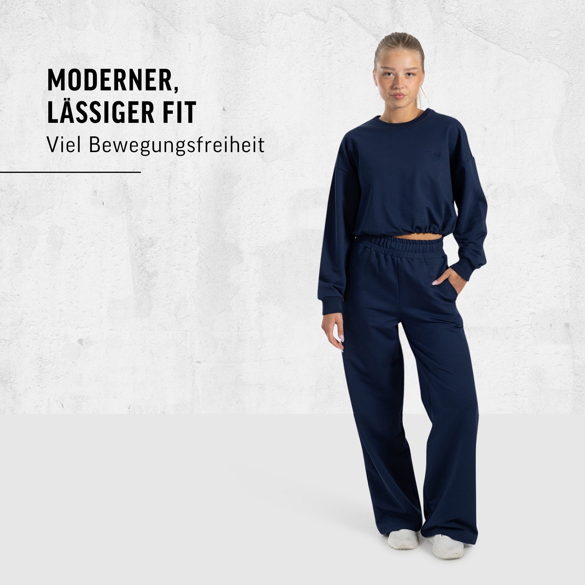 Smilodox Jogginghose Kanya, Baumwollhose, Baggy Fit, Weites Bein für Gym & Alltag mit Seitentasche, Elastischer Bund, weicher Stoff, Sporthose