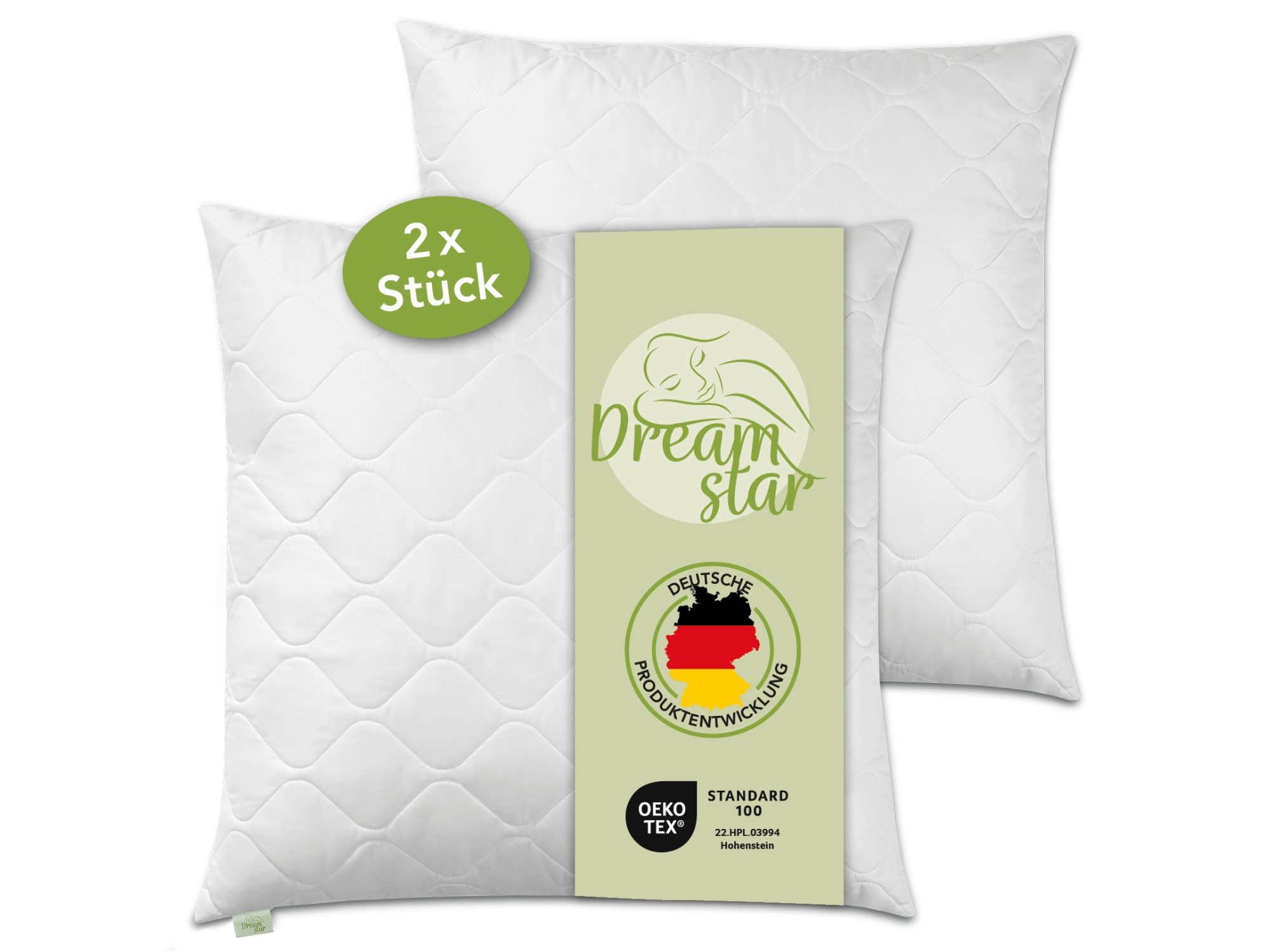 Dreamstar Microfaserkissen gestepptes Kopfkissen 40x80 cm und 80x80 cm - Pr günstig online kaufen