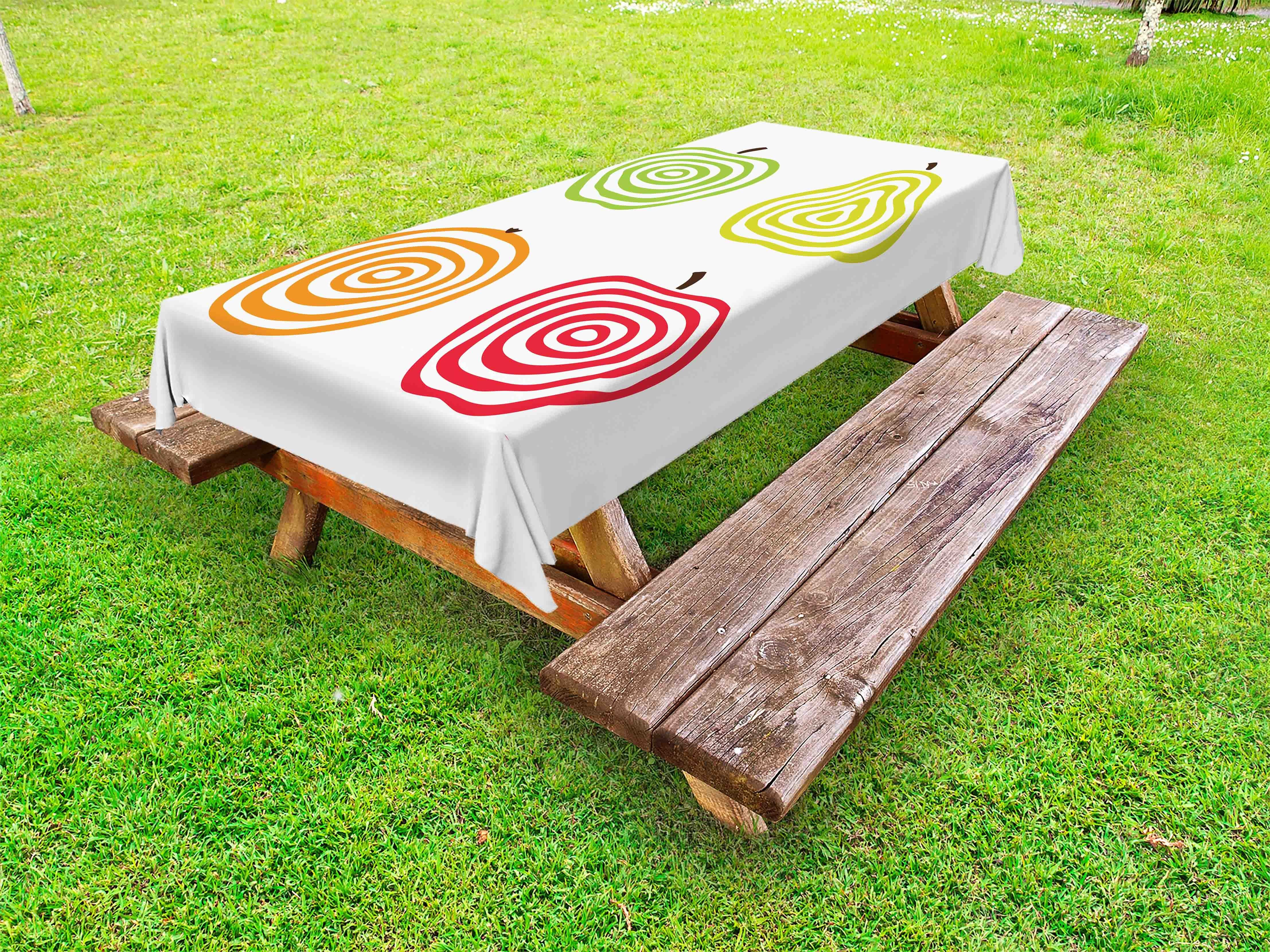 Abakuhaus Tischdecke dekorative waschbare Picknick-Tischdecke, Obst Äpfel Birne und Orange Line | Tischdecken