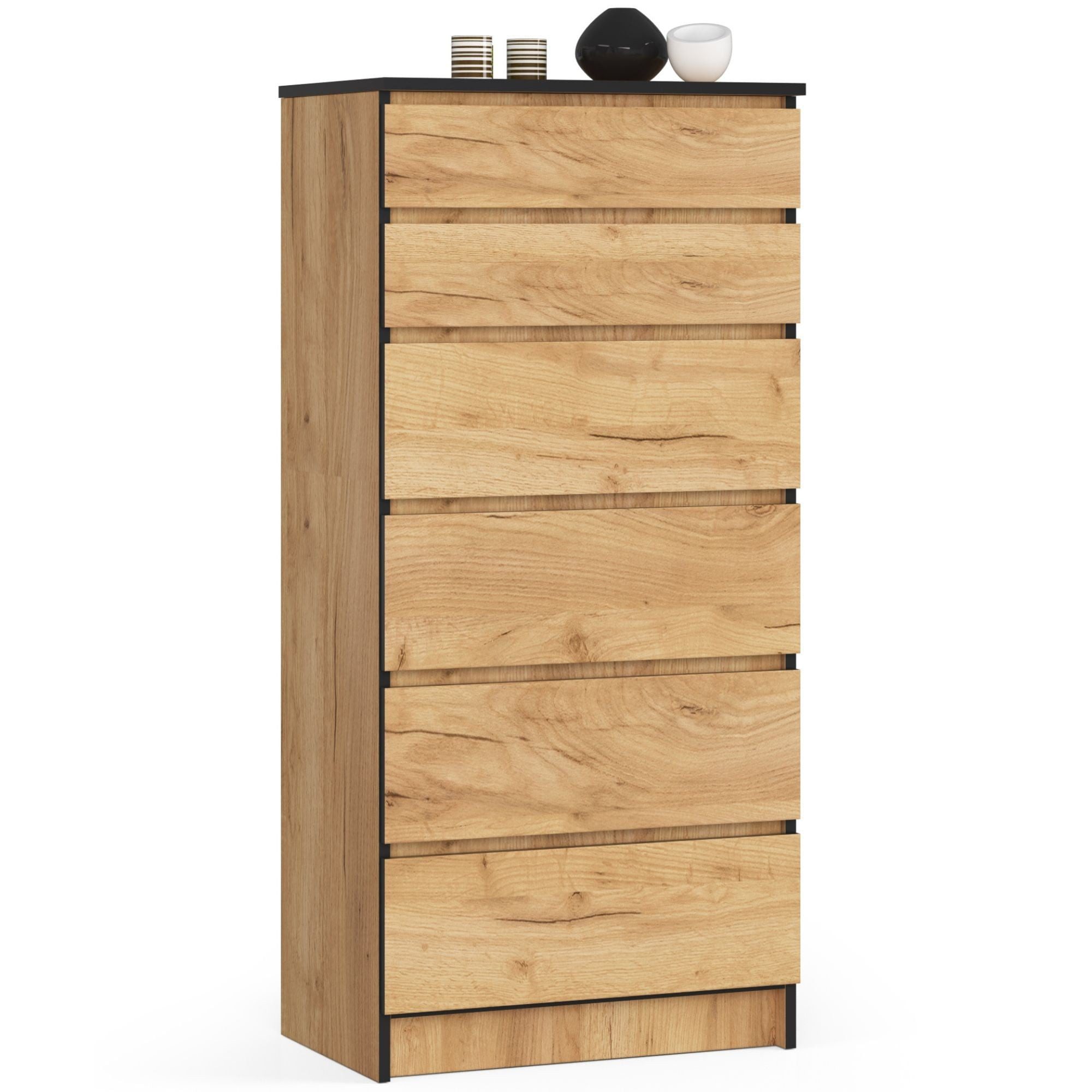 Raumhirsch Furniture Kommode mit 6 Schubladen 60 cm breit Holz Schrank, (viele Farbvarianten - Maße: 130 x 60 x 40 cm) - Hochwertig & stabil