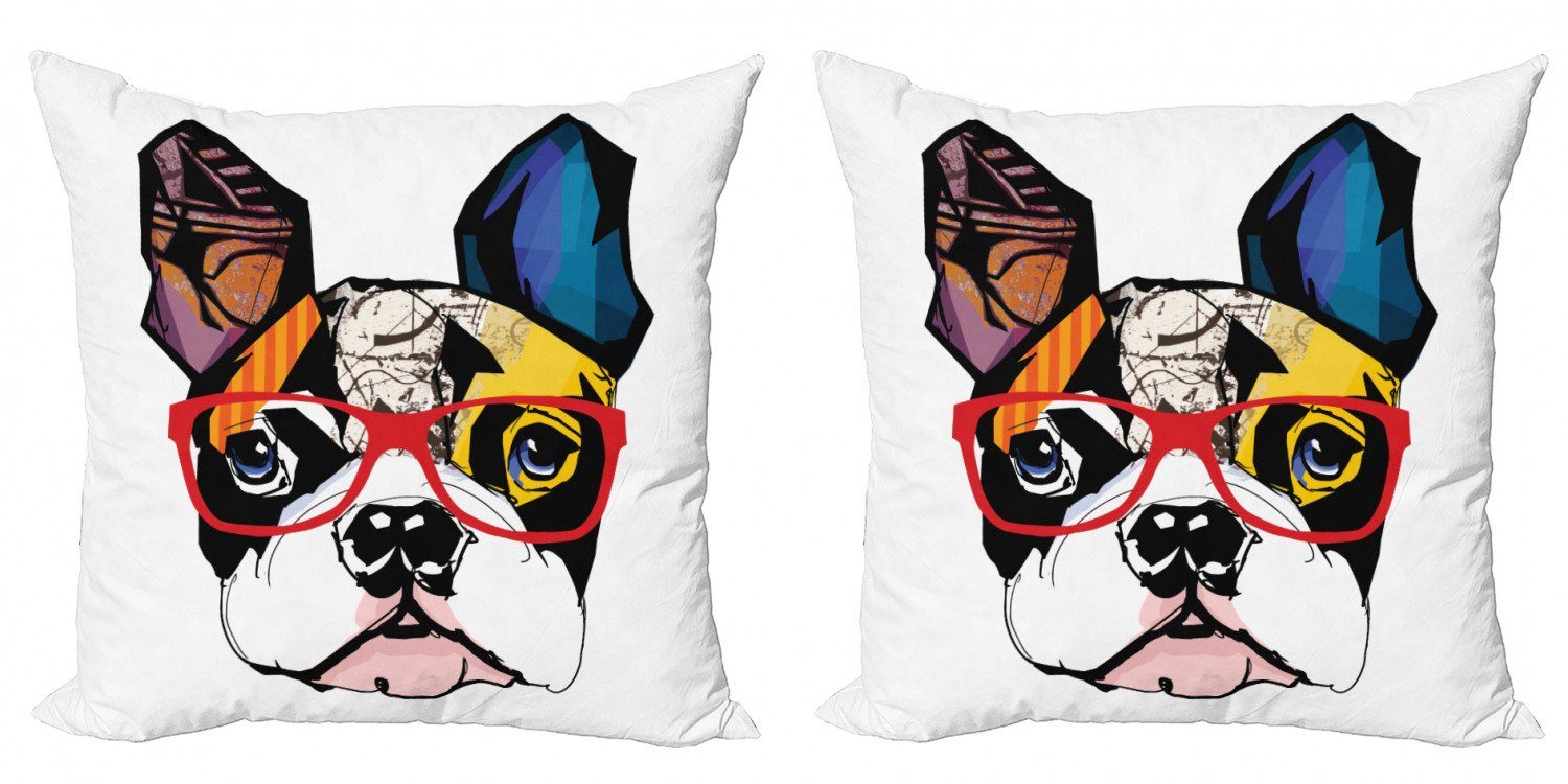 Doppelseitiger (2 Digitaldruck, Moderne Kunst Bunte Modern Stück), Abakuhaus Bulldogge Accent Kissenbezüge