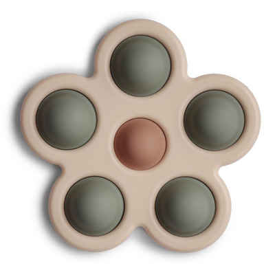 Mushie Spielesammlung, Pressspielzeug Blume Dried Thyme, Silikon BPA-frei, Druckspielzeug, Babyspielzeug, Grün Beige Braun