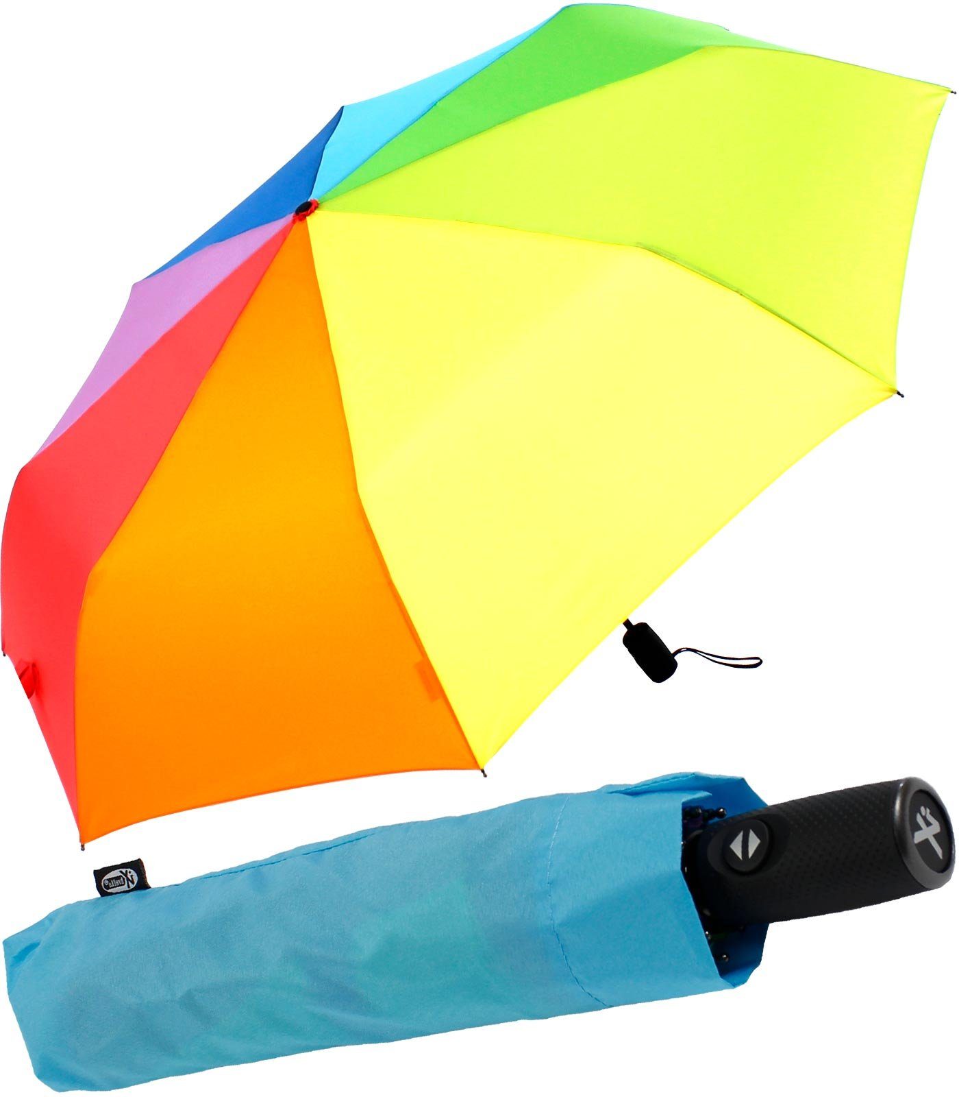 iX-brella Taschenregenschirm XXL Damen-Herren Schirm 122cm mit Auf-Zu-Automatik, riesig