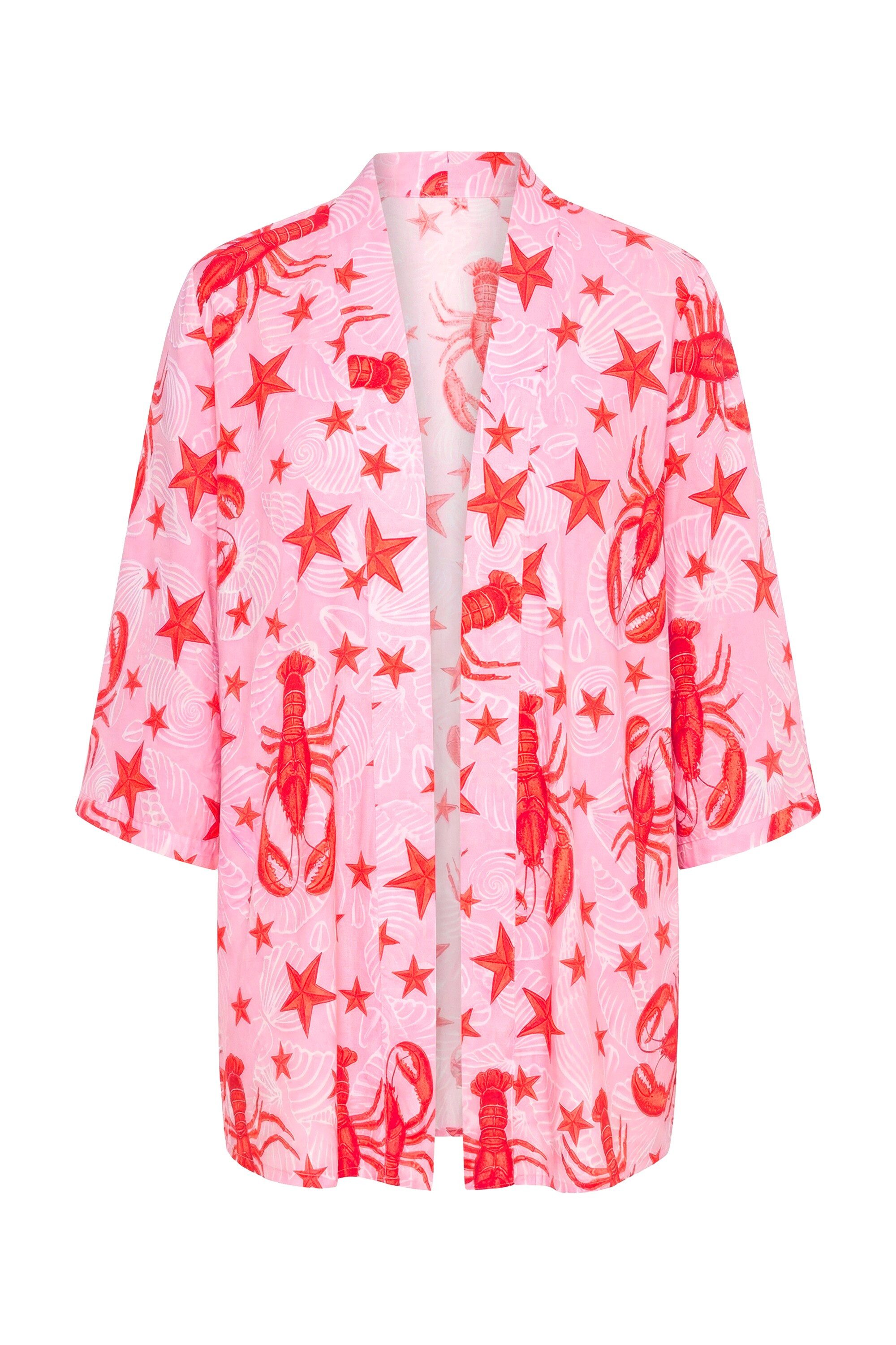 Angel of Style Longbluse Kimono Hummer-Muster offene Jacke 3/4-Ärrmel