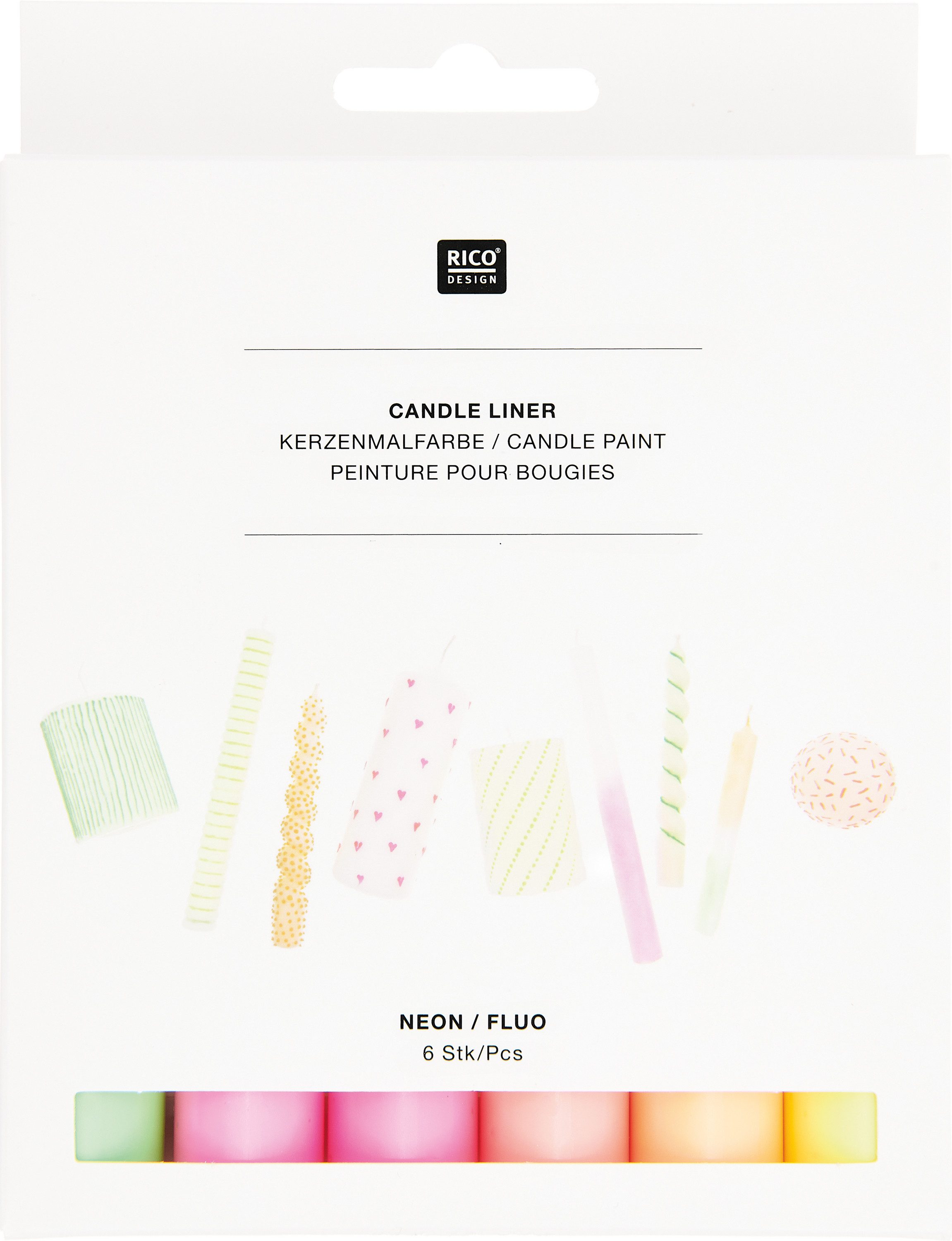 Rico Design Malstift Candle Liner Set Neon, 6 Stück