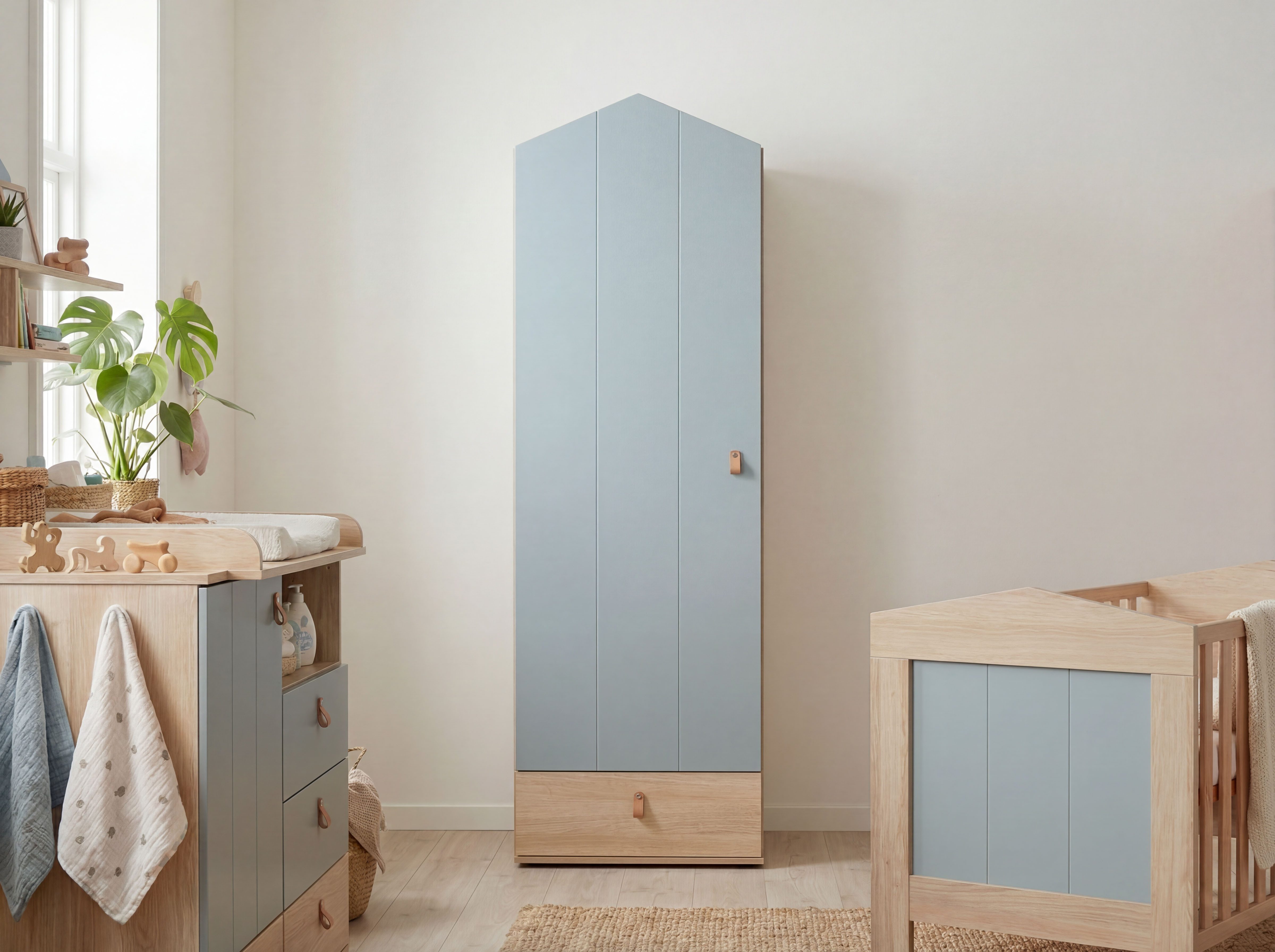 arthur berndt Kinderkleiderschrank Roofy Soft-Close, Türdämpfung, extra Schmal, Made in Germany