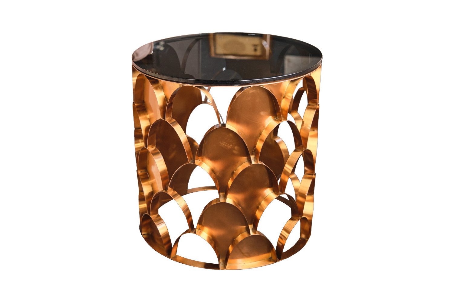 KAWOLA Beistelltisch MEDINA, Tisch Glastisch Gestell rosé gold