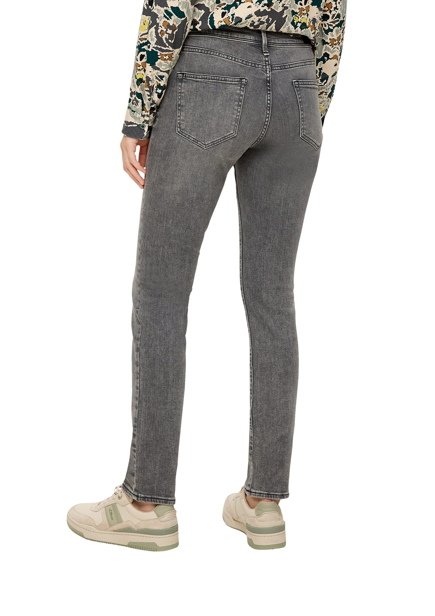 Leder-Patch Fit/ Betsy / meliert Slim Jeans / Rise Baumwollstretch 5-Pocket-Jeans Leg / Slim grau Mid s.Oliver