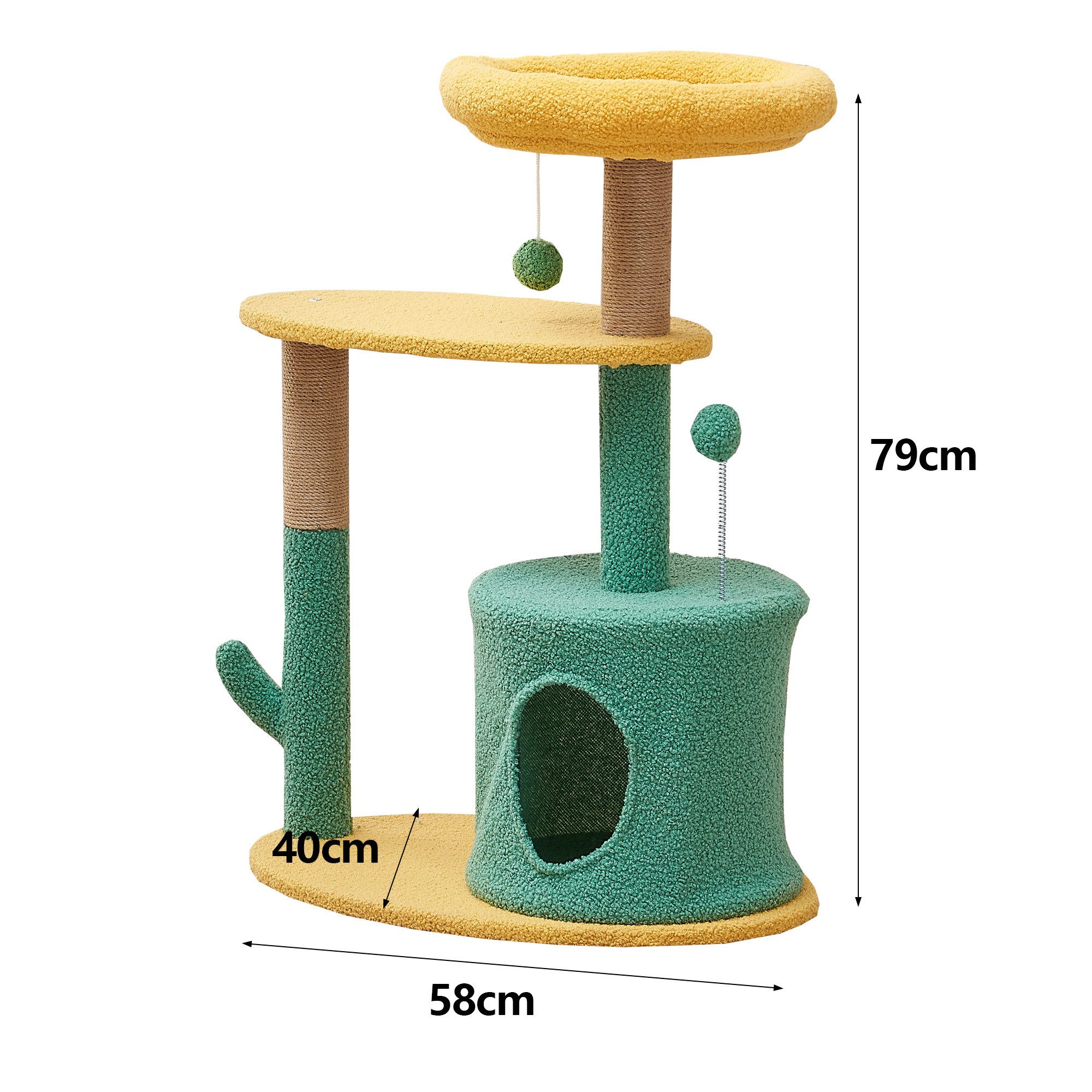 SNOEKIE Kratzbaum Snoekie Katzenbaum aus MDF mit Höhle Sisalstämmen und Spielball 79cm