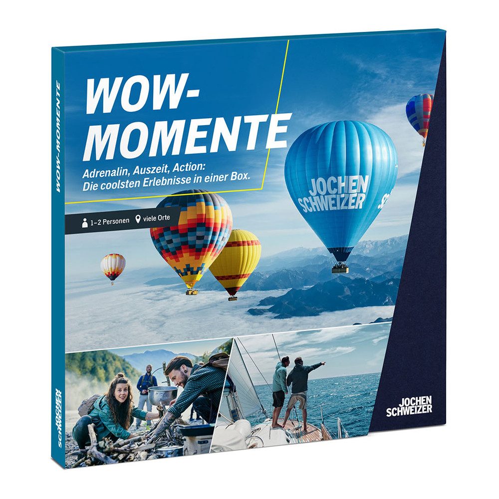 Jochen Schweizer Erlebnisgutschein Geschenkbox WOW-Momente, Höhenflüge, Highspeed und Gänsehaut nonstop.