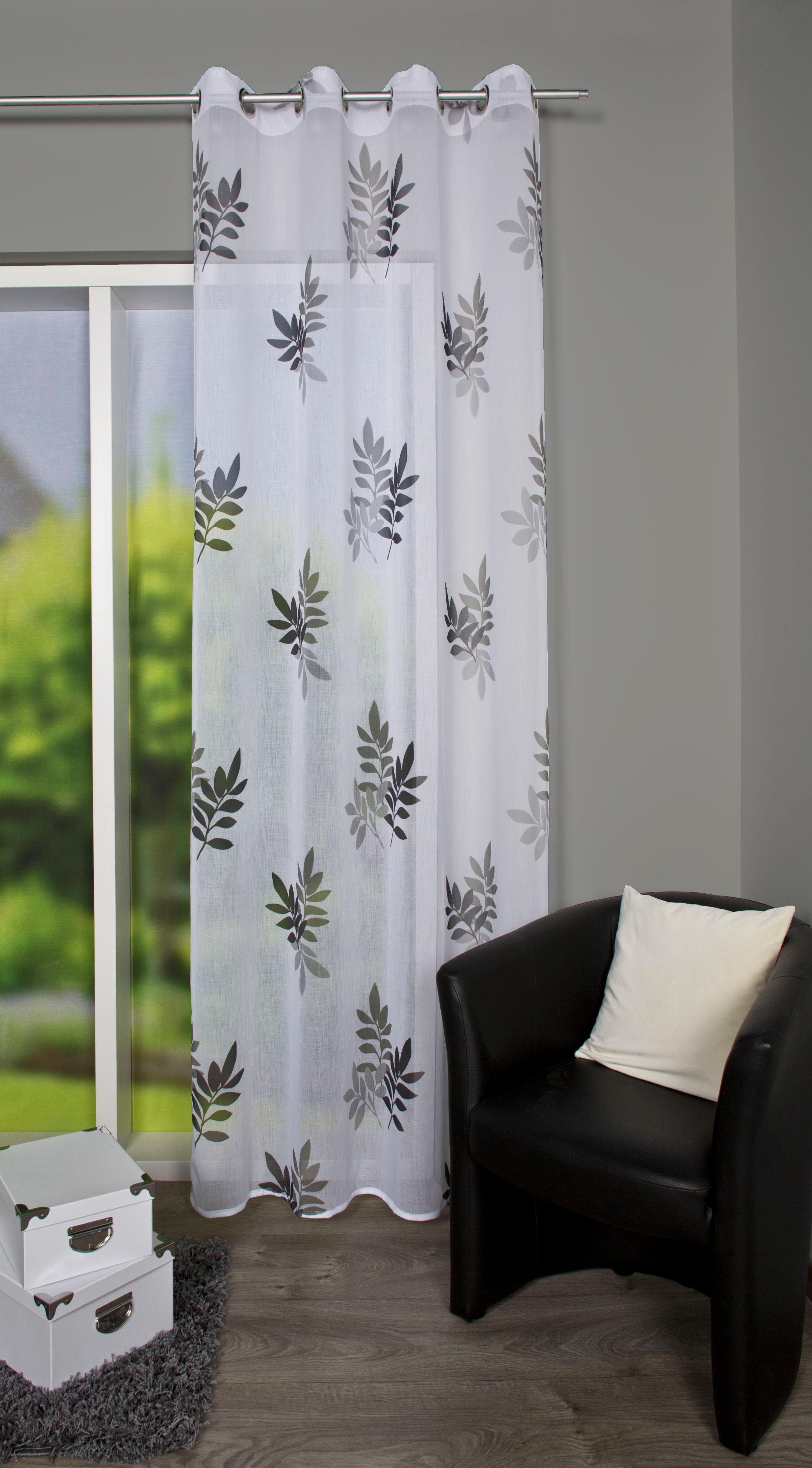 HOME WOHNIDEEN Gardine BAMBOU (1 St), Ösen, transparent, HxB: 245x140, ÖSENSCHAL DRUCK BLÄTTER