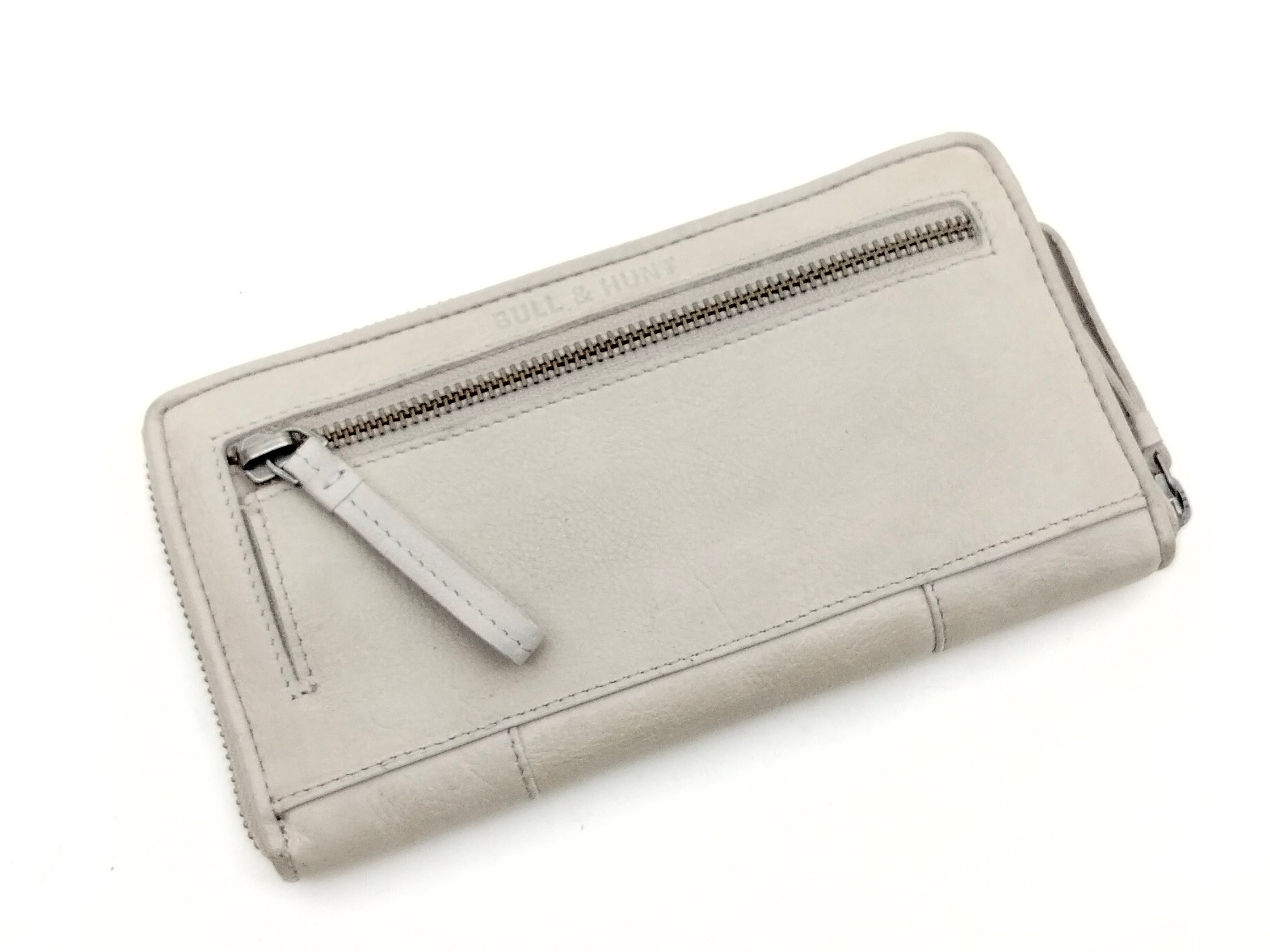 Bull & Hunt Geldbörse Bull & Hunt Reißverschlussbörse Leder, zip wallet, Langbörse, grey