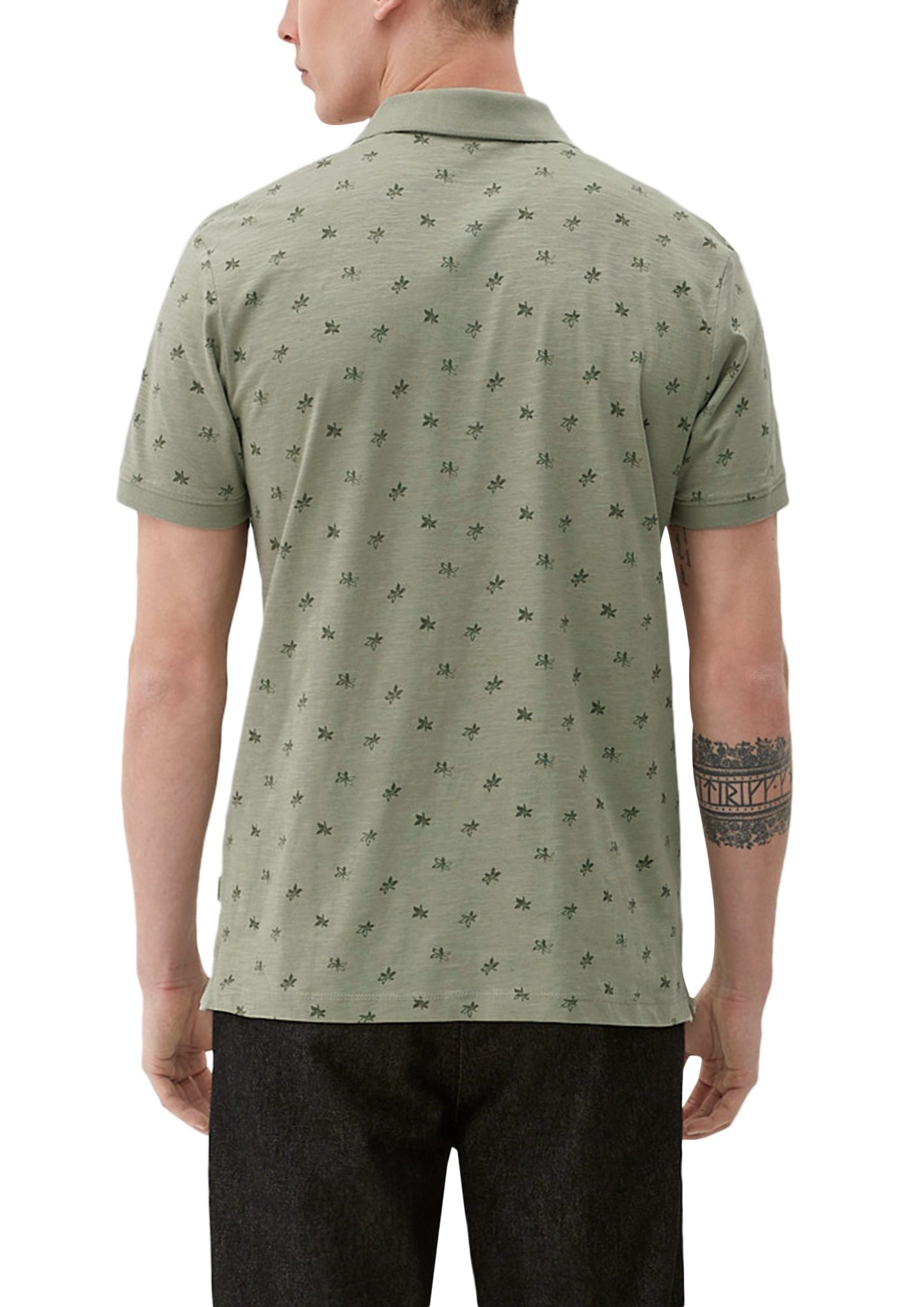 s.Oliver Poloshirt mit olivgrün Allover-Print Poloshirt