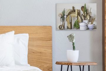 OneMillionCanvasses® Leinwandbild Küche - Kochgeschirr - Besteck, (1 St), Wandbild Leinwandbilder, Aufhängefertig, Wanddeko, 30x20 cm