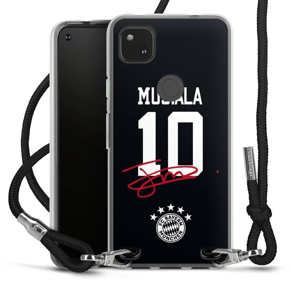 DeinDesign Handyhülle FC Bayern München Jamal Musiala FCB Musiala 10, Google Pixel 4a Handykette Hülle mit Band Case zum Umhängen