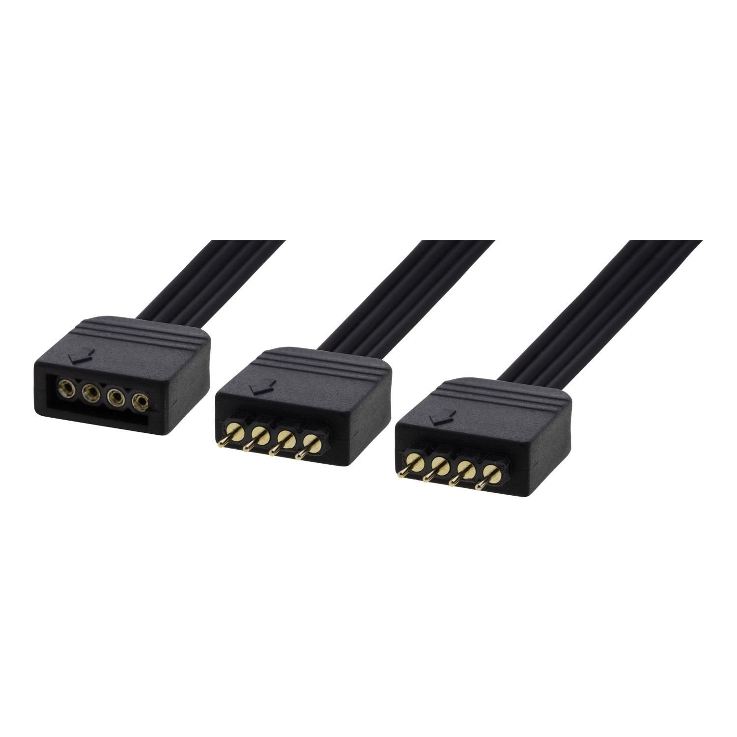 DELTACO LED Strip Y-Kabel RGB 15 cm (4-polig, Asus, Msi, Gigabyte) Netzkabel, inkl. 5 Jahre Herstellergarantie