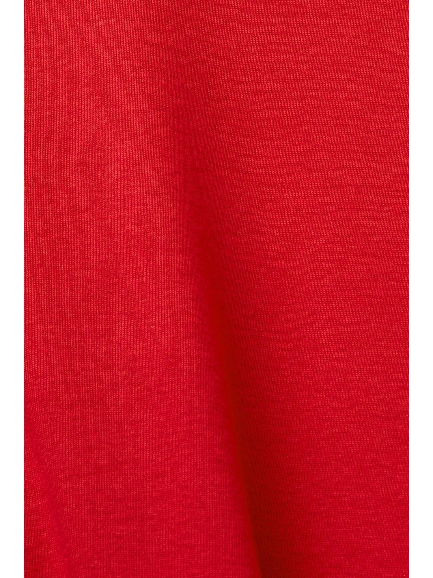 aus RED mit Baumwolljersey Esprit Langarmshirt (1-tlg) Top Bogenkante DARK