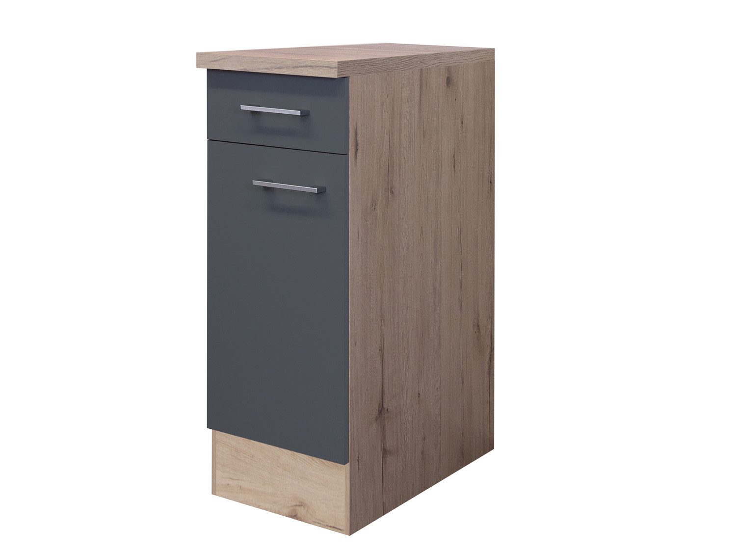 Flex-Well Unterschrank Küchenunterschrank - 30 cm breit - Basaltgrau Matt San Remo Eiche – Mo