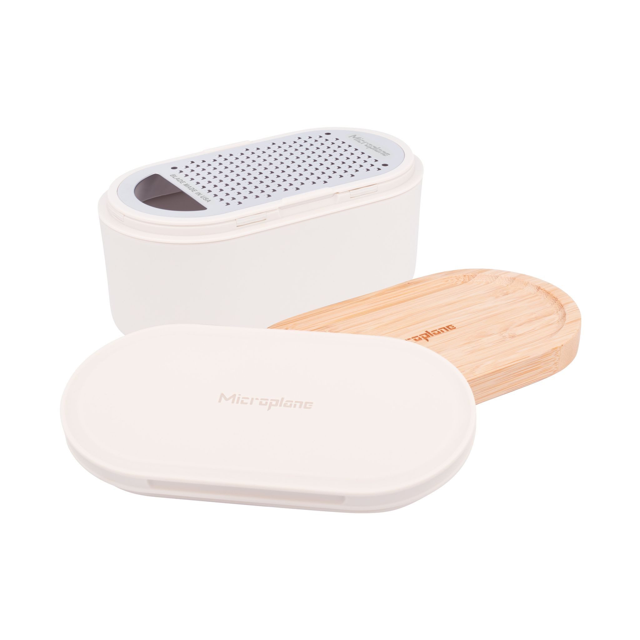 Microplane Küchenreibe Handreibe mit Auffangbehälter Cashmere weiß 34300