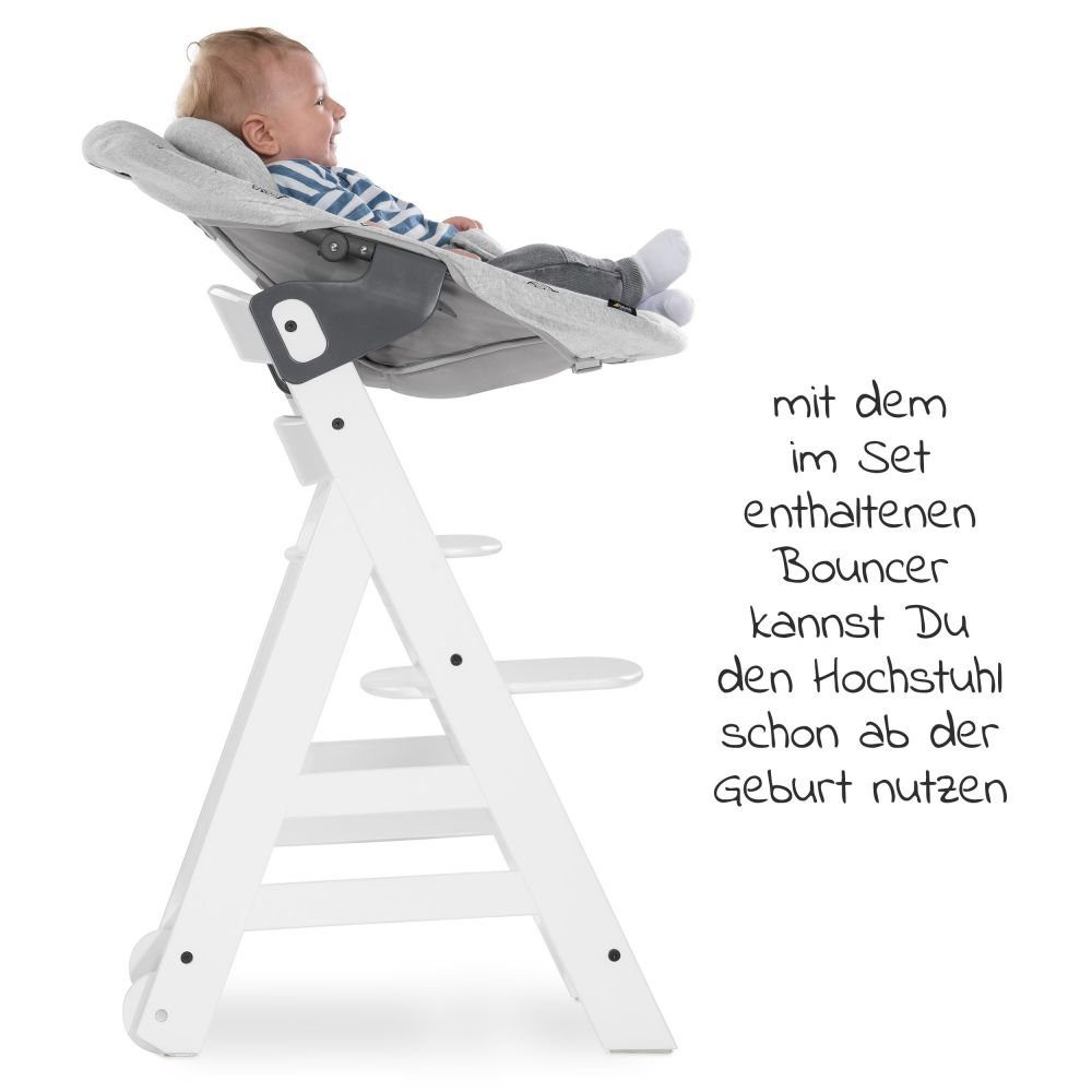 Hauck Hochstuhl Beta Plus Babystuhl inkl. Tisch, Set für Aufsatz (Set, Geburt Newborn White ab Sitzauflage 5 Neugeborene, St)