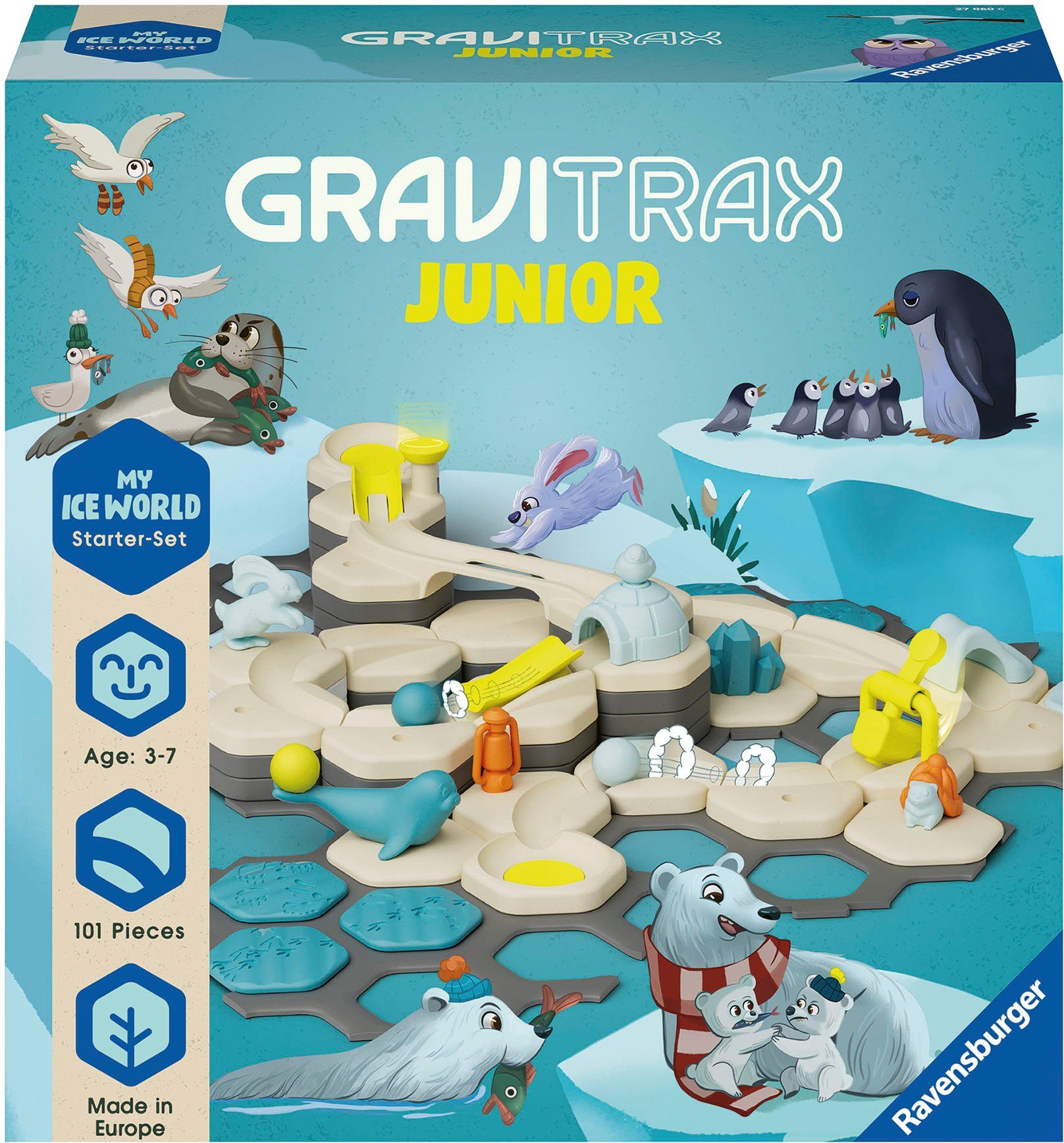 Ravensburger Kugelbahn-Bausatz GraviTrax Junior Starter-Set L Ice, Made in Europe