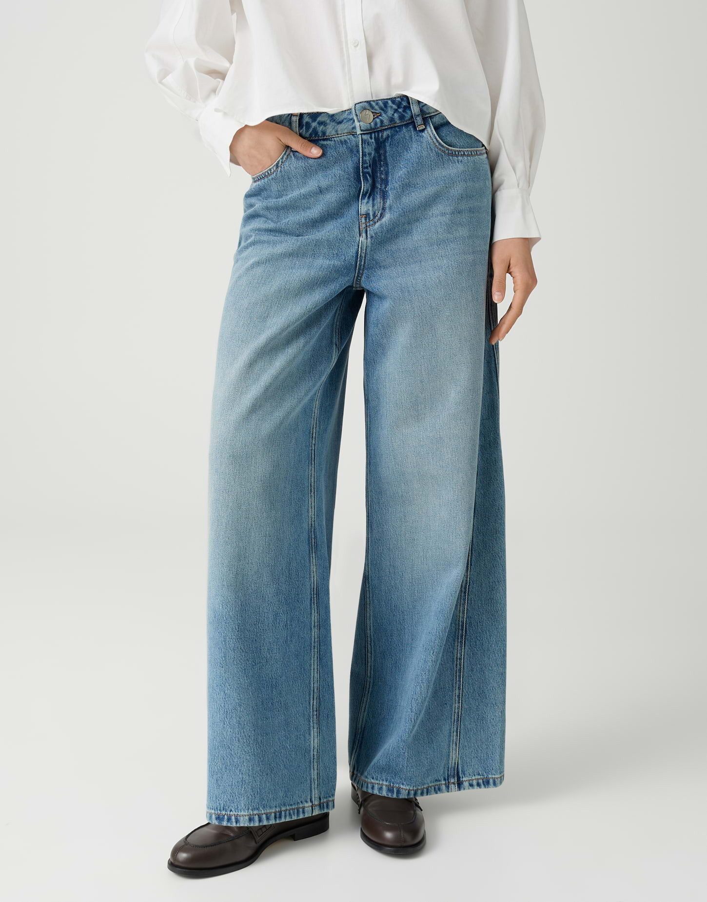 OPUS Weite Jeans MEDDY LOOSY Low Rise Keileinsatz in der Seite