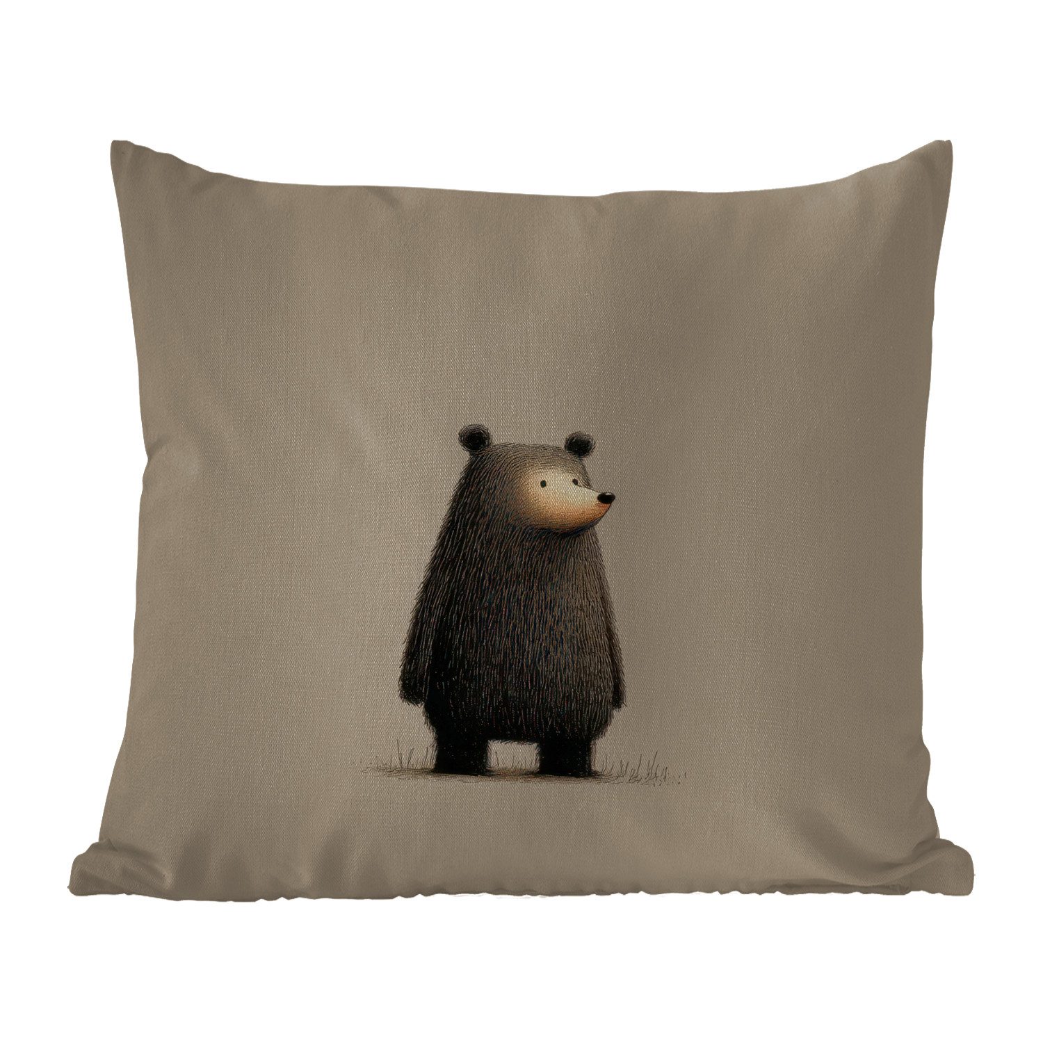 MuchoWow Dekokissen Bär - Dunkelbraun - Minimalistisch, Kissenhülle für den Außenbereich, Outdoor, Kissen, 50x50 cm