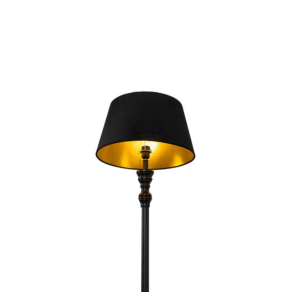 Qazqa Stehlampe Classico, Dimmbar, LED wechselbar, Extra-Warmweiß, QAZQA Stehlampe, e27, Schwarz, Holz, classic-antique