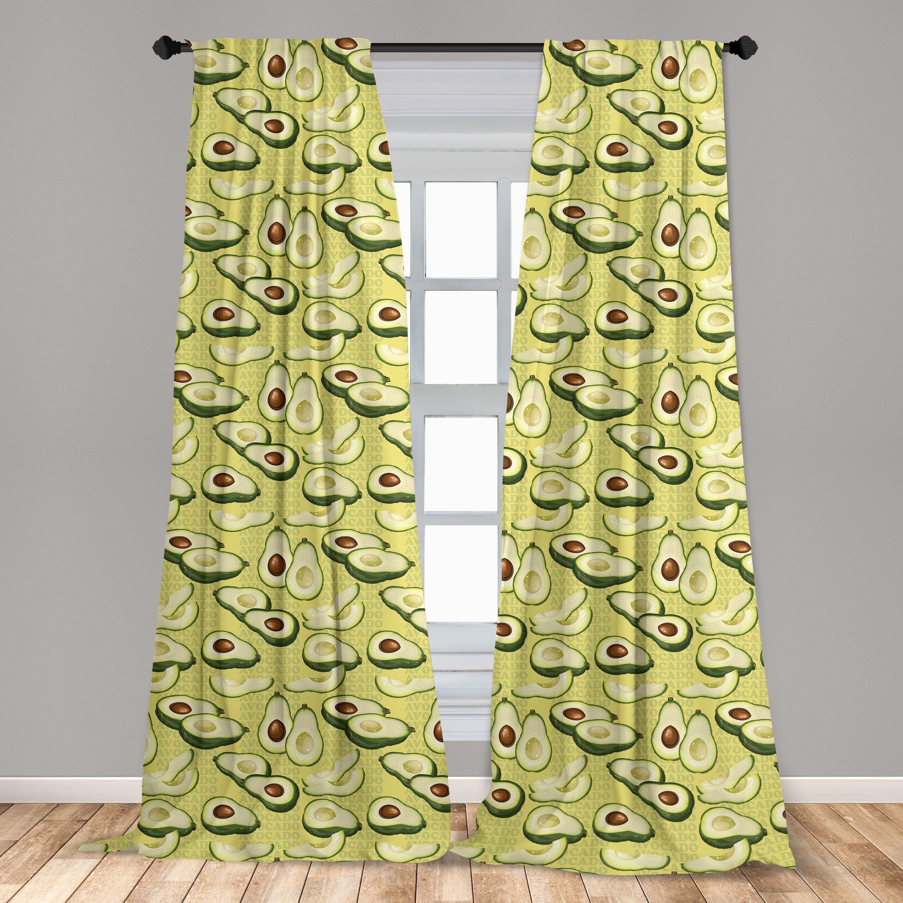 Gardine Wohnzimmer Schlafzimmer Slices Dekor, Vorhang Reife Avocado Avocado Microfaser, Abakuhaus, für