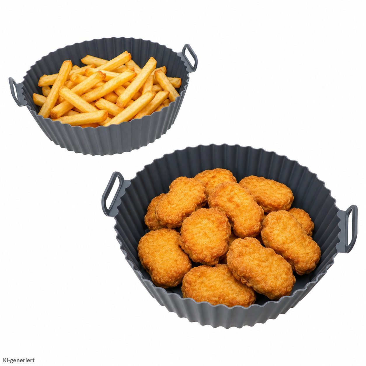 MamboCat Auflaufform 2er Set Airfryer Silikon Form rund Ø20cm mit Henkeln Heißluftfritteuse, Silikon