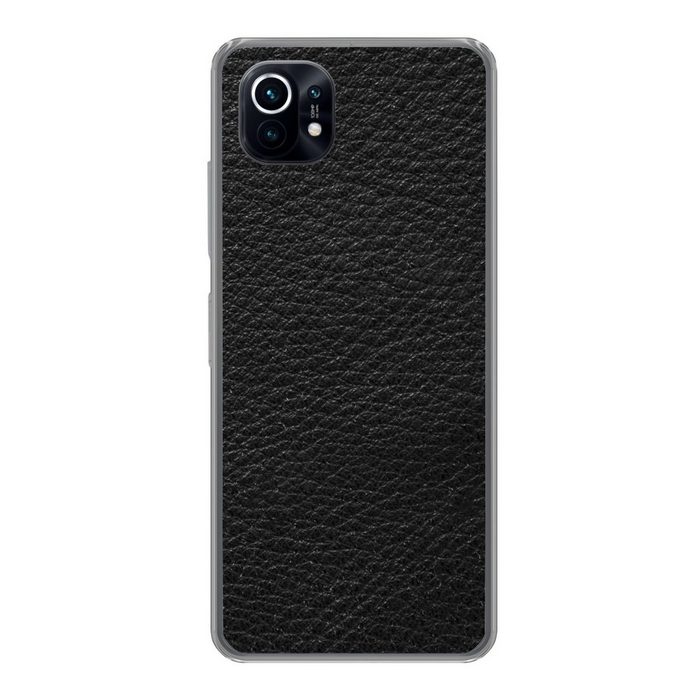 MuchoWow Handyhülle Leder - Lederoptik - Schwarz - Grau Phone Case Handyhülle Xiaomi Mi 11 Silikon Schutzhülle