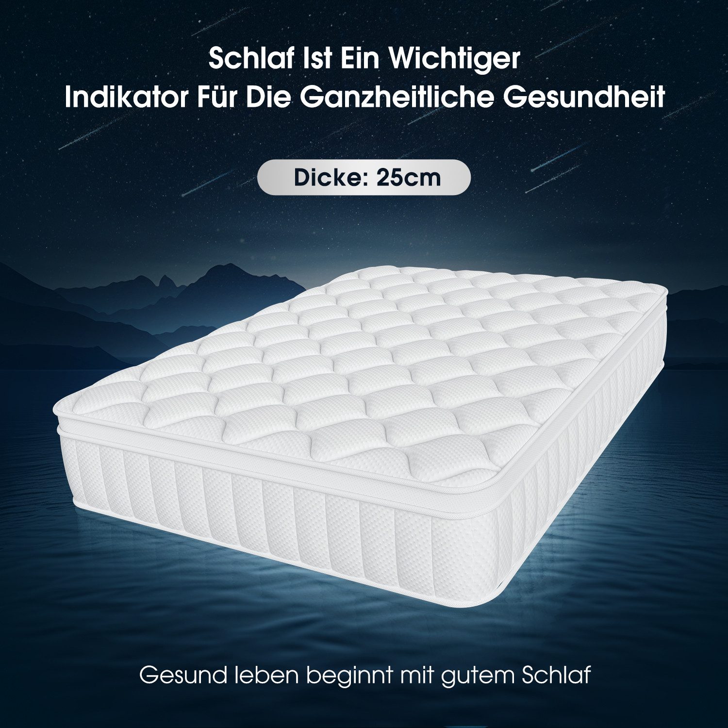 Taschenfederkernmatratze Matratze, 7-Zonen Federkernmatratze Matratzen, Hiazurm, 25 cm hoch, (mit Spannbettlaken,EU-Qualitätszertifizierung, Atmungsaktiv, Orthopädisch, EU-Qualitätszertifizierung, Atmungsaktiv, Orthopädisch), Matratze 90x200 cm, für Kinder und Erwachsen