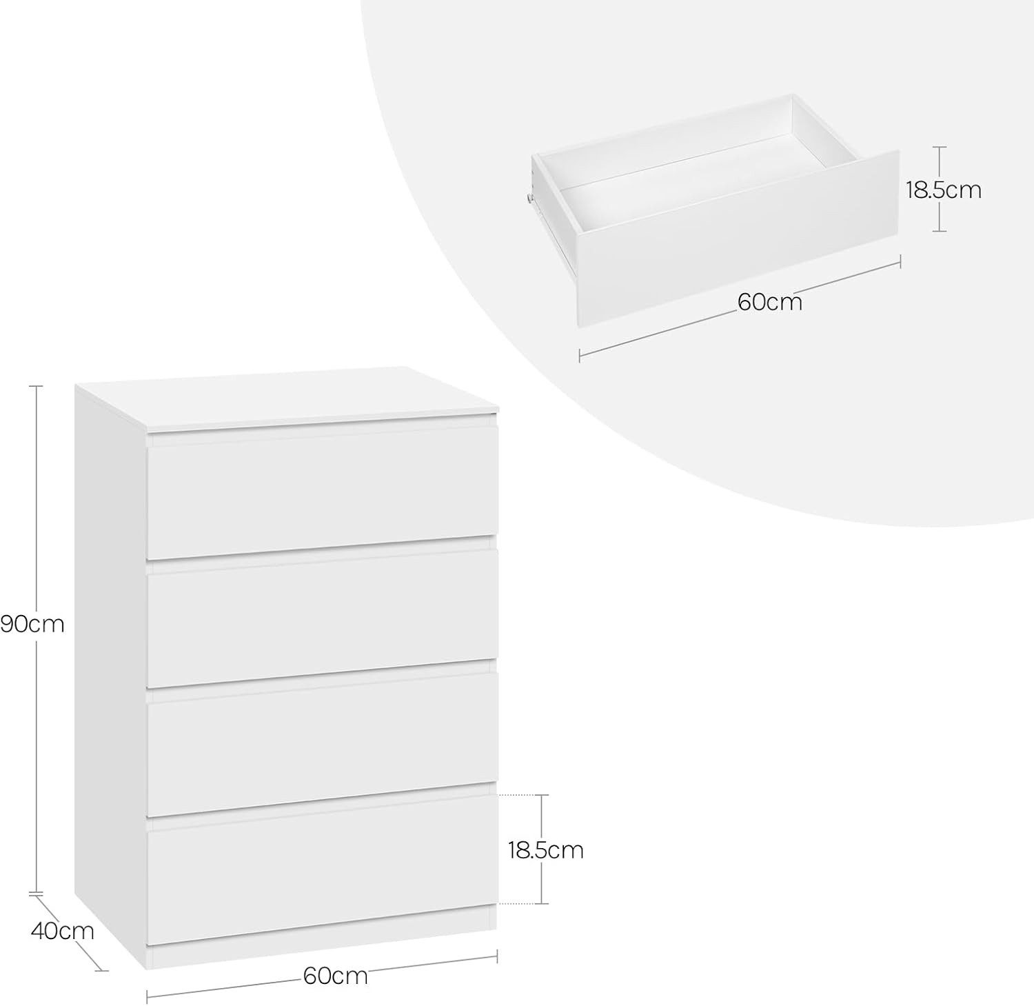 Woltu Kommode, Schubladenschrank Wohnzimmer Schlafzimmer Flur, 60x90x40 cm