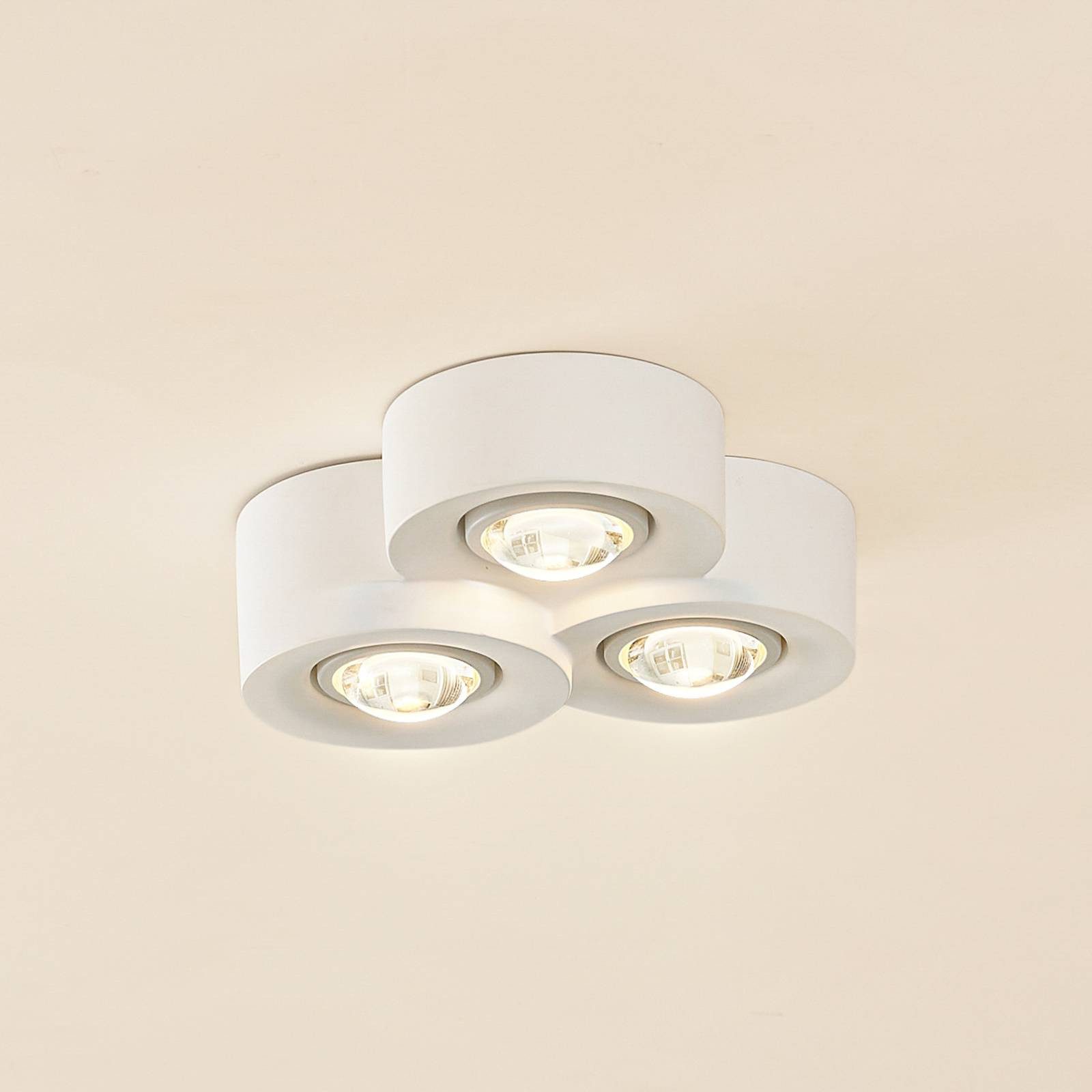 Lindby Deckenleuchten Levia, Gips Weiß IP20, 3 x 11 W LED