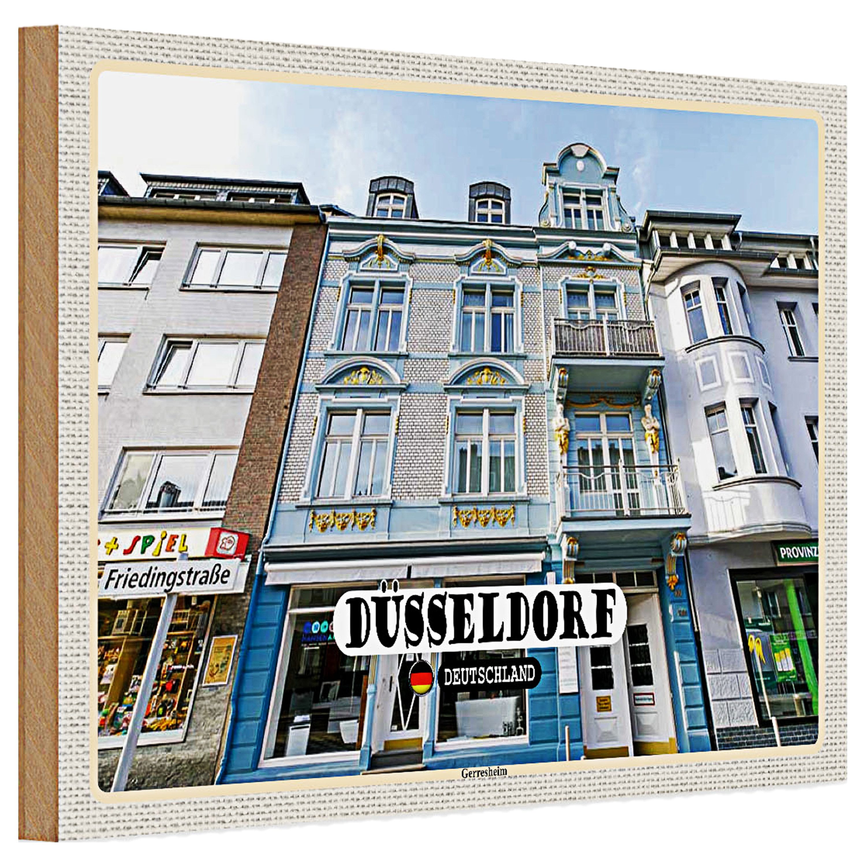 Roomando Holzbild Holzschild Städte Düsseldorf Gerresheim Architektur 30x20cm