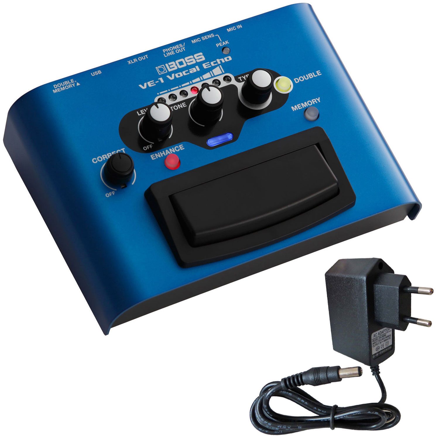 Boss Effektgerät VE-1 Vocal-Echo für Gesang mit Netzteil Digitales Aufnahmegerät