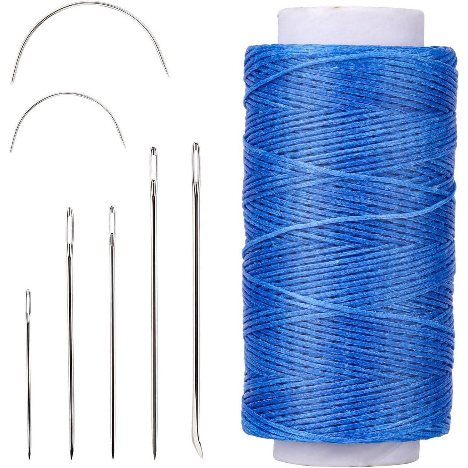 LuxusKollektion Nähnadeln Ledernähgarn 150D 150m gewachst Ledernähnadeln Blau