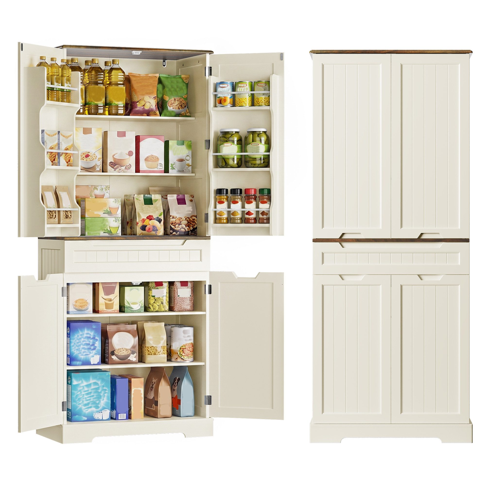 Bealife Küchenbuffet Küchen Hochschränke mit 4 Türen und 1/2 Schublade, H:180CM