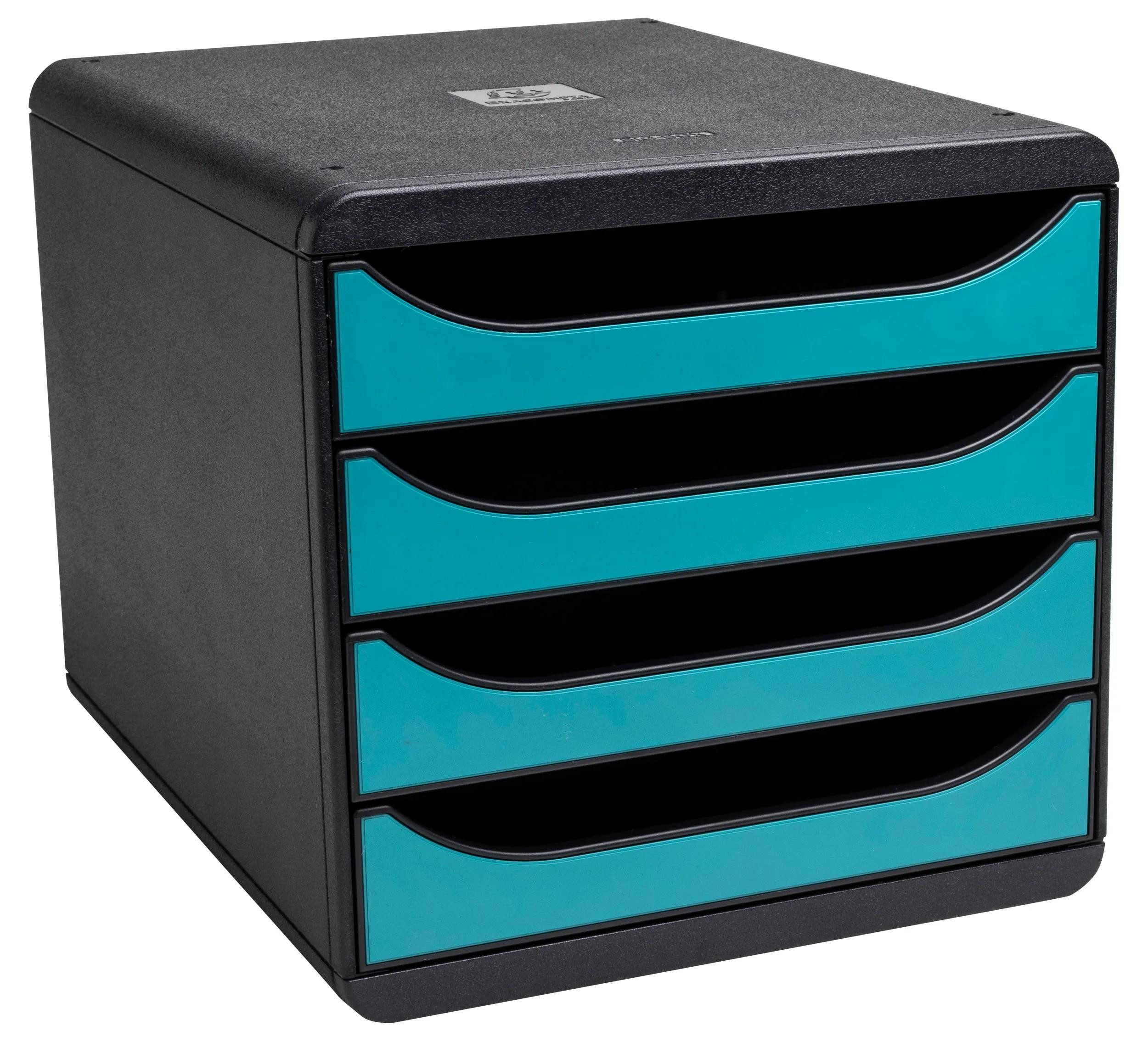 EXACOMPTA Schubladenbox Big Box, Schubladenbox + 4 Schubladen, Skandi, Bleu Pacifique, 31034D, Boxen einzen