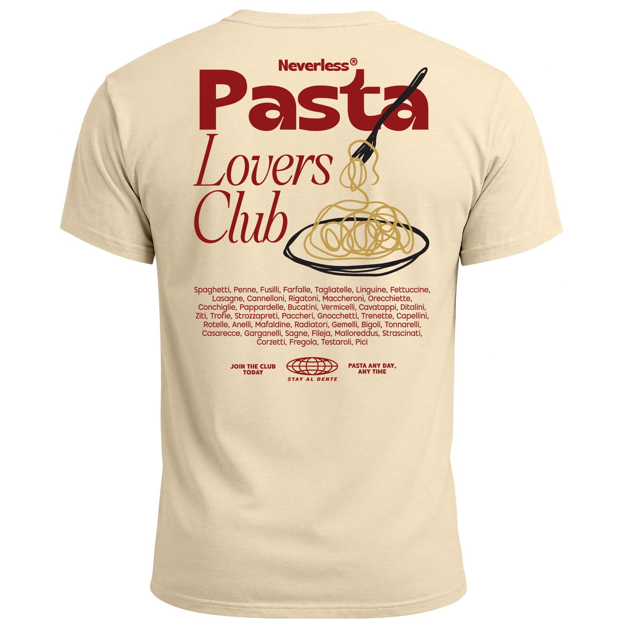 Neverless Print-Shirt Herren T-Shirt Backprint Pasta Lovers Club Nudeln Ita günstig online kaufen