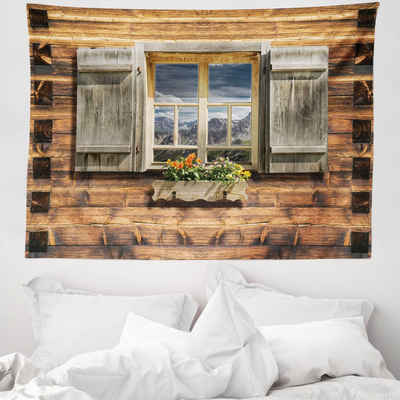 Wandteppich aus Weiches Mikrofaser Stoff Für das Wohn und Schlafzimmer, Abakuhaus, rechteckig, Rustikal Blick vom Berghütte