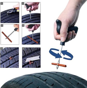 LENBEST Reifen-Reparaturset 37 Stück Auto Reifen Flickset, Reifenreparatur Set, 37-St., Auto Reifen Flickzeug,Flat Tyre Repair kit, Puncture Repair, Tubeless Reifen Reparaturset, Auto Reifen Reparatur
