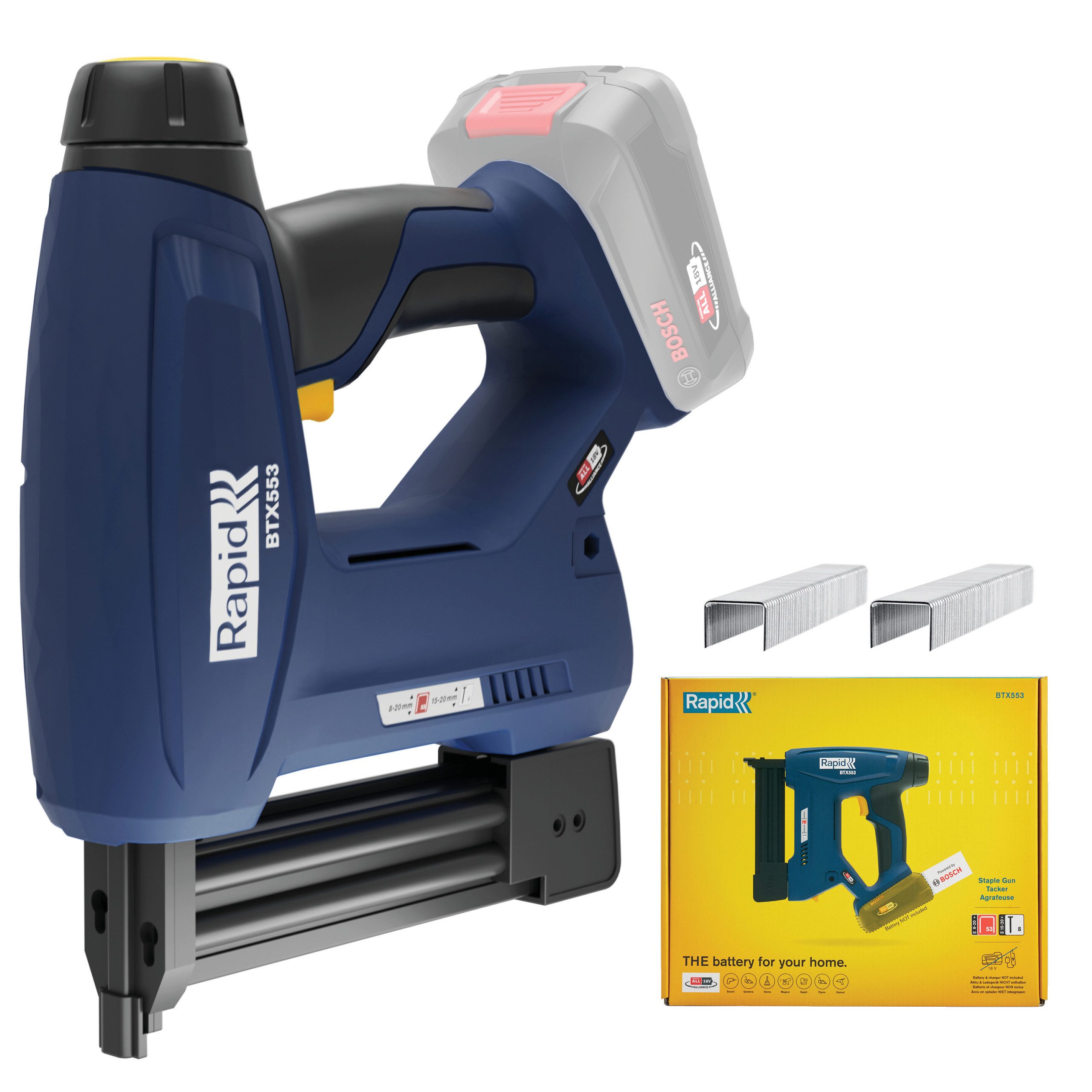 Rapid Akku-Tacker BTX553 Akku-Tacker 18V für Bosch Akkus Typ 53 & 8 Nagler 5001509